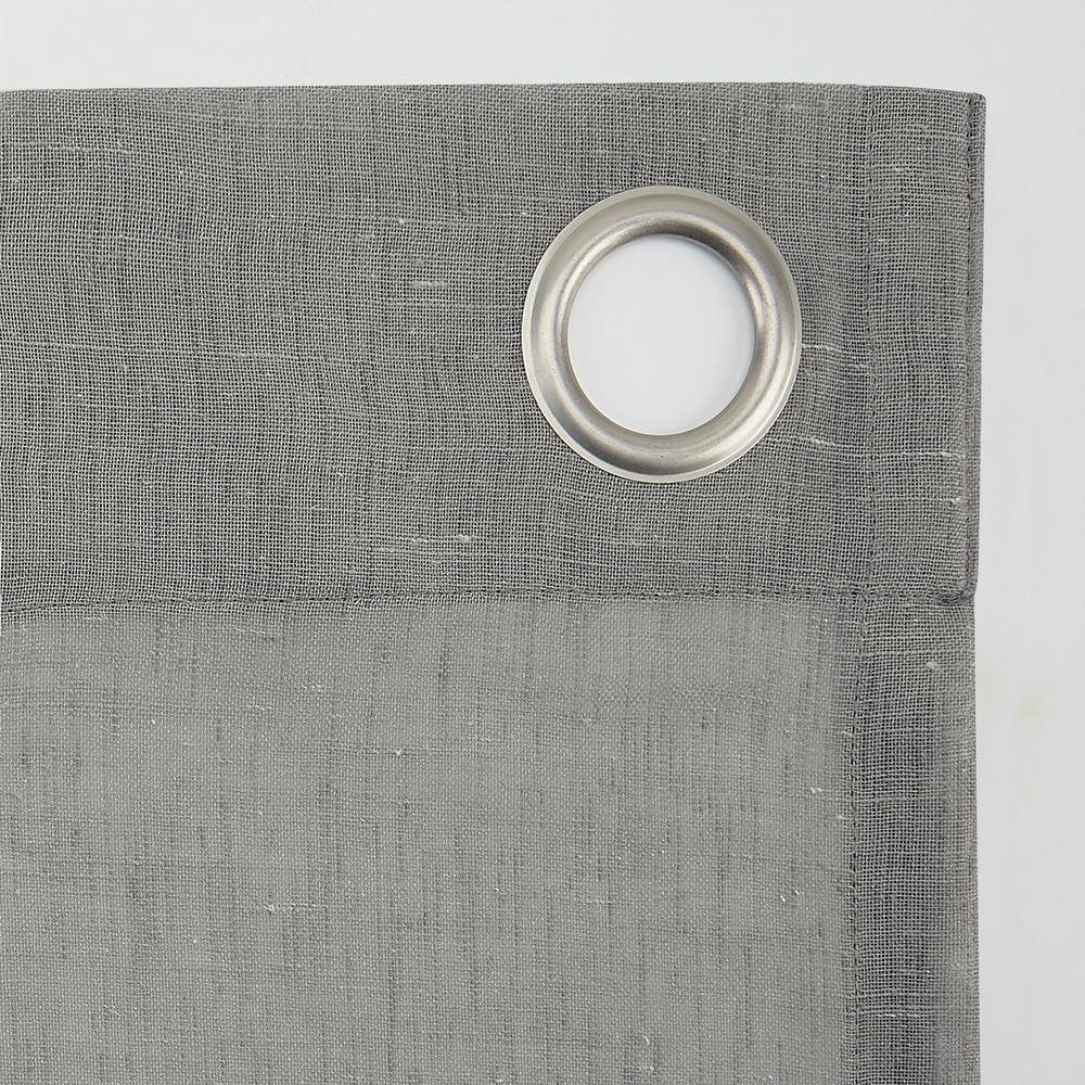 Gray Linen Blend Sheer Grommet Window Panel, 52" x 95"
