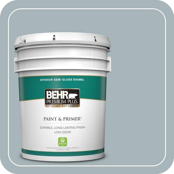BEHR PREMIUM PLUS 5 gal. #ECC-22-2 Bay View Semi-Gloss Enamel Low Odor Interior Paint & Primer