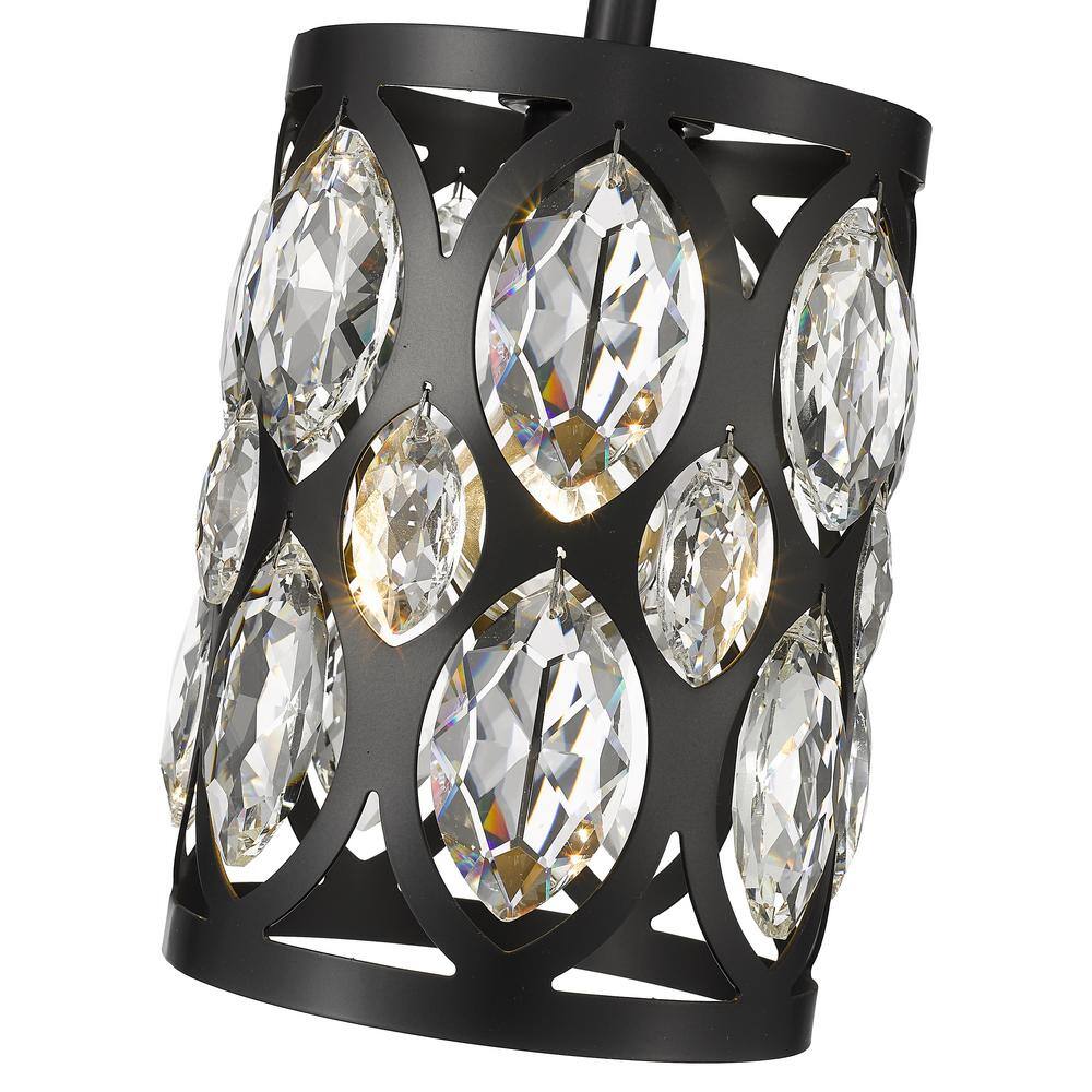 Matte Black Crystal LED Mini Pendant Light