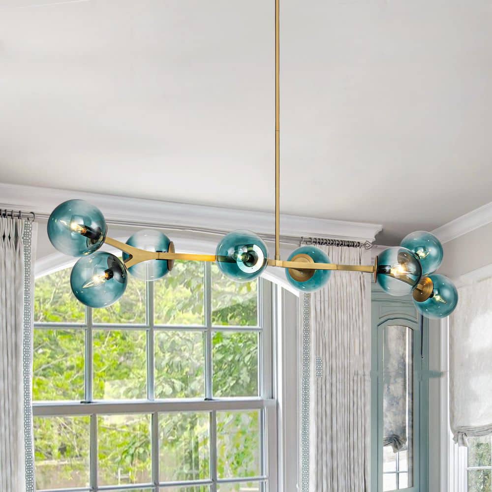 Matthew 56 in. 8-Light Gold Sputnik Chandelier with Ombre Blue Glass price history on PriceWatchPro