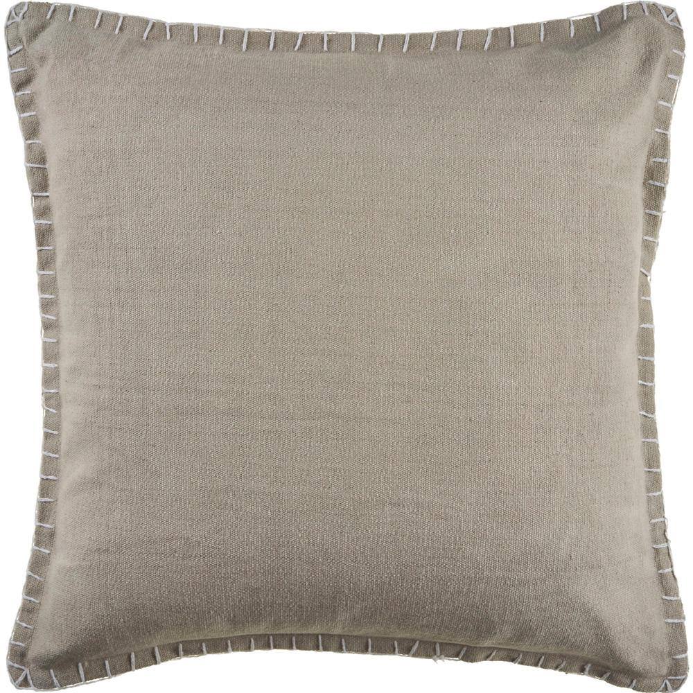 Light Twine Square Embroidered Cotton Throw Pillow