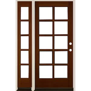50 in. x 80 in. French RH Full Lite Clear Glass Red Chestnut Stain Douglas Fir Prehung Front Door with LSL