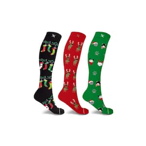 Men's Size 9-12 Holiday Fun Knee High Compression Socks (3-Pack)