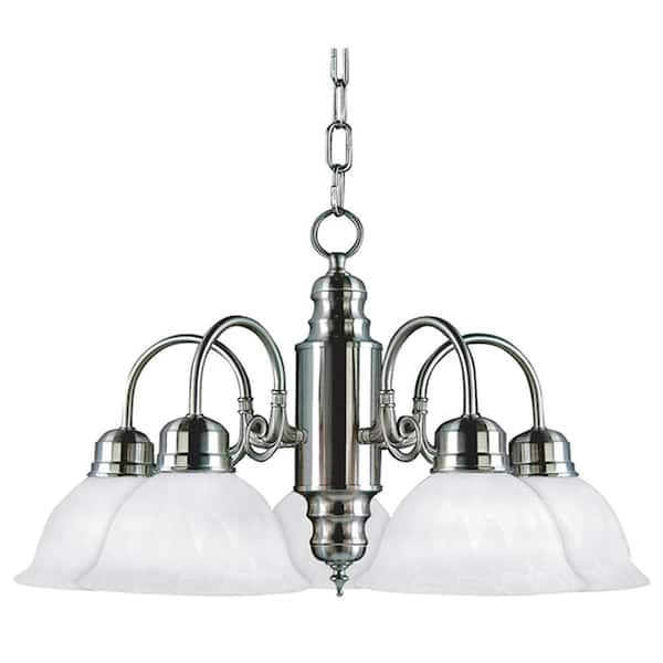 Little Tree Katya 4-Light Satin Nickel No Decorative Accents Shaded Bell Chandelier for Dining Room