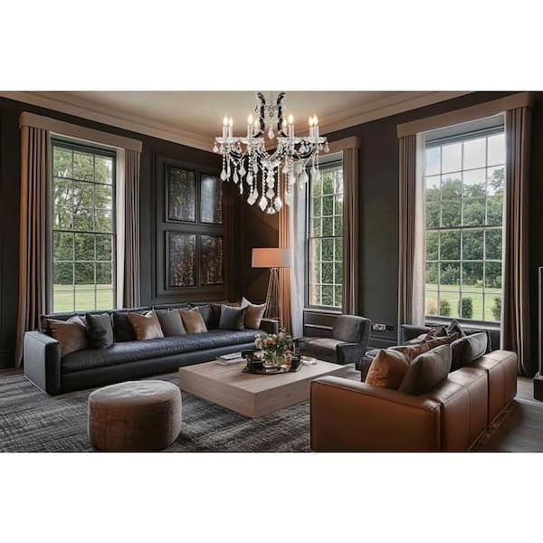 Candle Chandelier 29 in. 8-Lights Black Luxury Crystal Chandelier for Dinning Room, Living Room, Foyer,Bedroom,Staircase