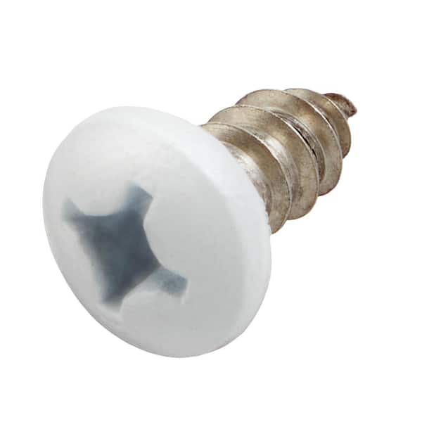 #12 x 1/2 in. White Stainless Steel Phillips Pan Head Sheet Metal Screw (20-Pack)