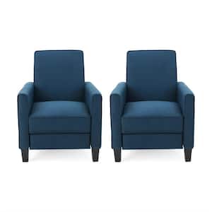 Darvis Navy Blue and Dark Brown Upholstered Recliner (Set of 2)