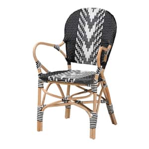 Wallis Black and White Weaving Natural Rattan Dining Chair