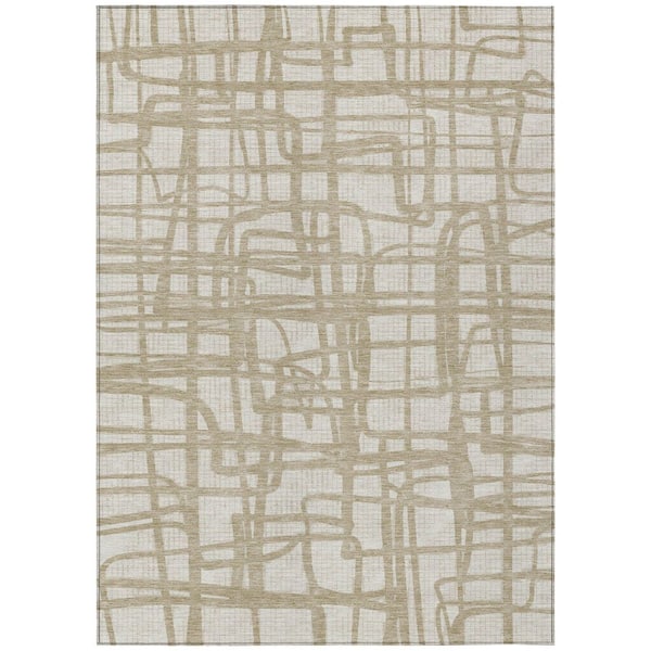 Chantille Machine Washable Indoor/Outdoor Abstract ACN2491 Ivory 9 ft. x 12 ft. Area Rug