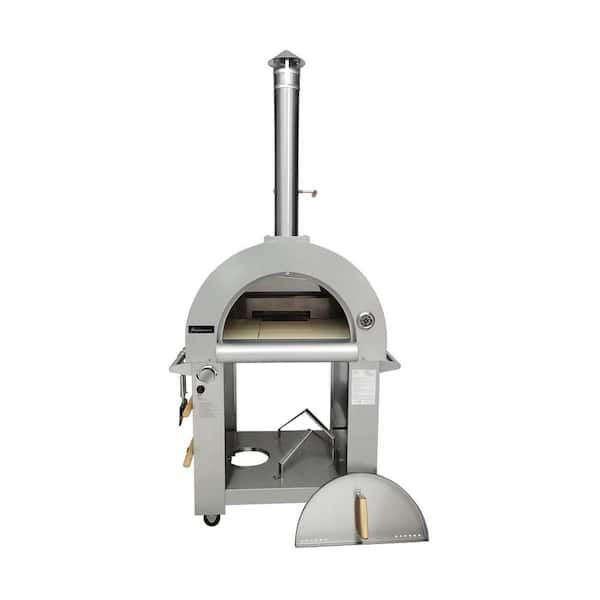 Kalamera Gas and Wood Outdoor Pizza Oven in Stainless Steel Free