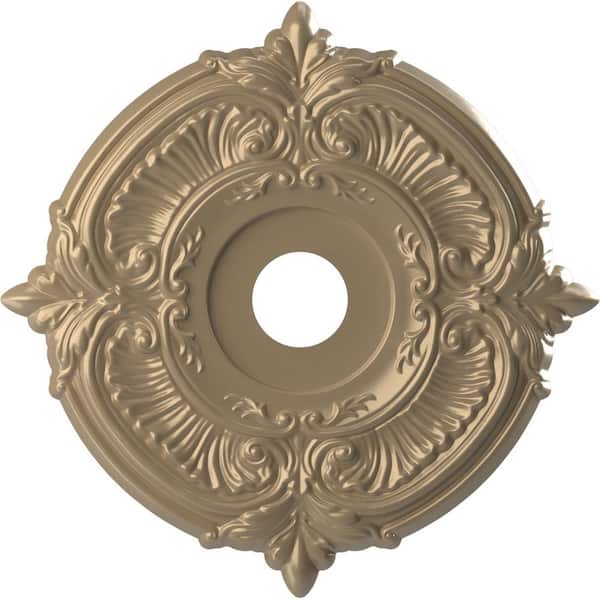 Ekena Millwork 19 in. O.D. x 3-1/2 in. I.D. x 1 in. P Attica Thermoformed PVC Ceiling Medallion in Universal Metallic Champagne Mist