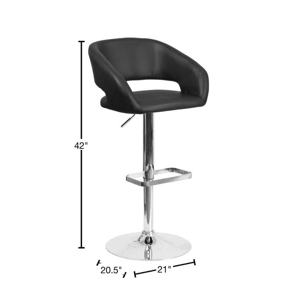 Adjustable Black Vinyl and Chrome Swivel Barstool