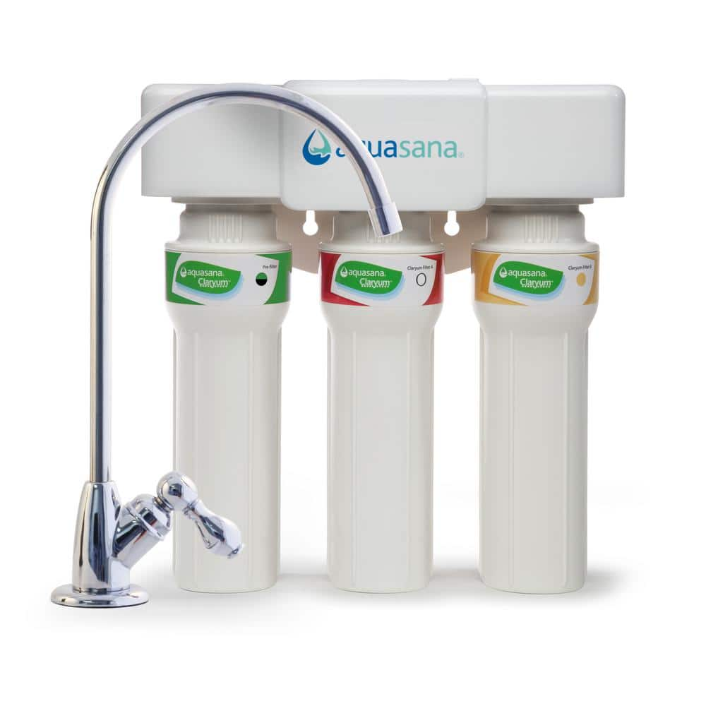 Aquasana 3-Stage Max Flow Under Counter Water Filtration System with Faucet in Chrome