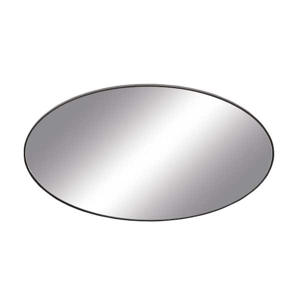 Litton Lane 31 in. x 18 in. Oval Shaped Round Framed Black Wall Mirror with Thin Minimalistic Frame