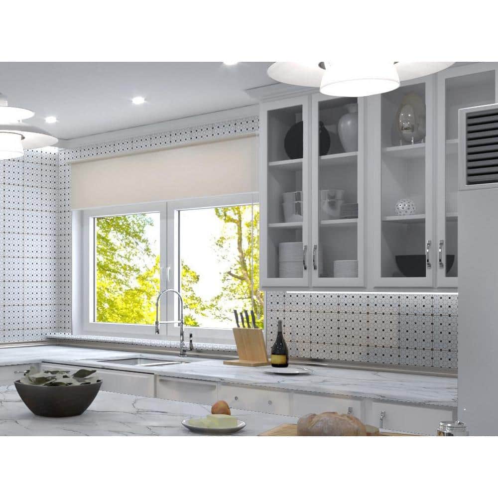 Bliss 8" Black and White Porcelain Patterned Tile