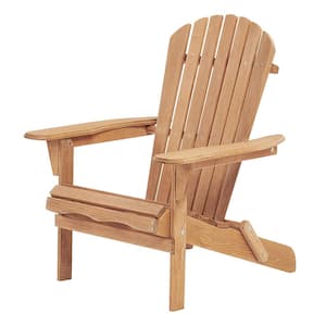 Light Brown Wood Outdoor Lounge Patio Folding Adirondack Chair (Set of 2)