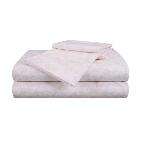 Unbranded Ora 4-Piece Mauve Printed Polyester King Sheet Set