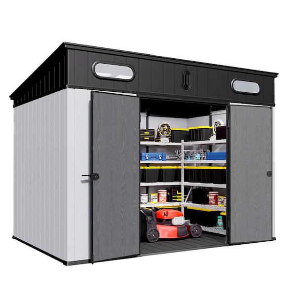 10 ft. W x 7 ft. D Outdoor Plastic Storage Shed with Floor, Lockable Doors and Built-in vents (64.95 sq. ft. )