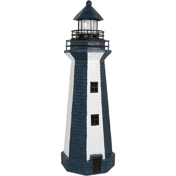 Discount Solar Garden Lighthouse Store Sunnydaze Solar Striped LED Lighthouse Outdoor Decor 36 Red