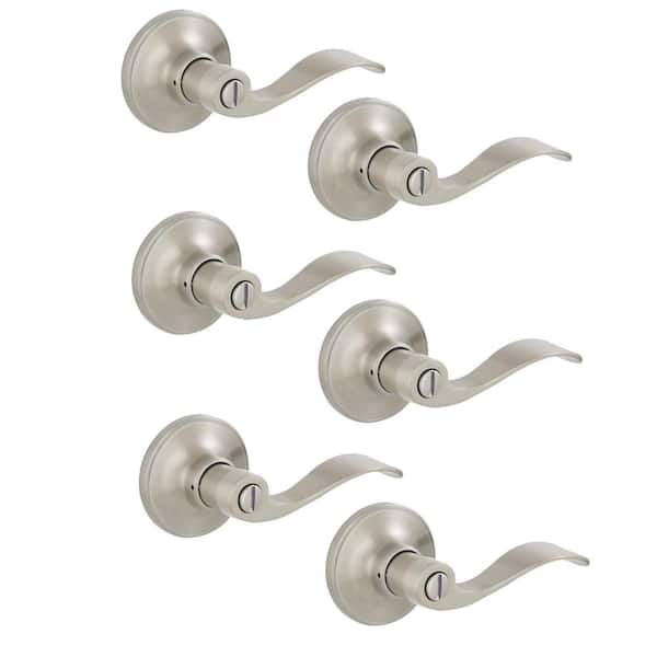 ESSENTIALS by Schlage Millstreet Satin Nickel Privacy Bed/Bath Door Handle (6-Pack)