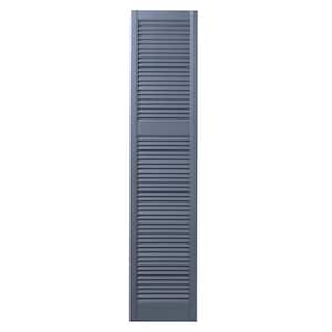15 in. x 67 in. Cottage Style Open Louvered Polypropylene Shutters Pair in Blue