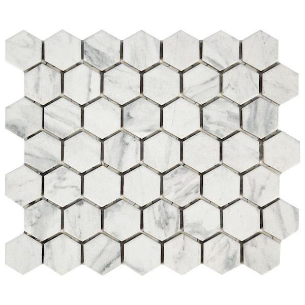 Lifeproof Carrara 4 in. x 4 in. Glazed Ceramic Mosaic Tile Sample