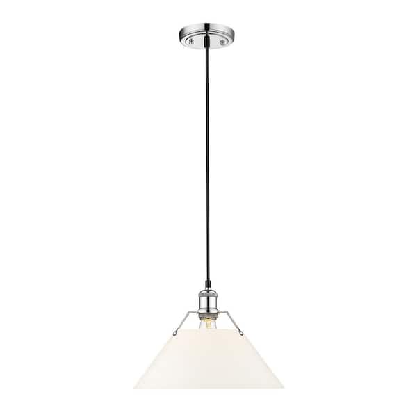 Golden Lighting Orwell 100-Watt 1-Light Chrome and Opal Glass Pendant Light