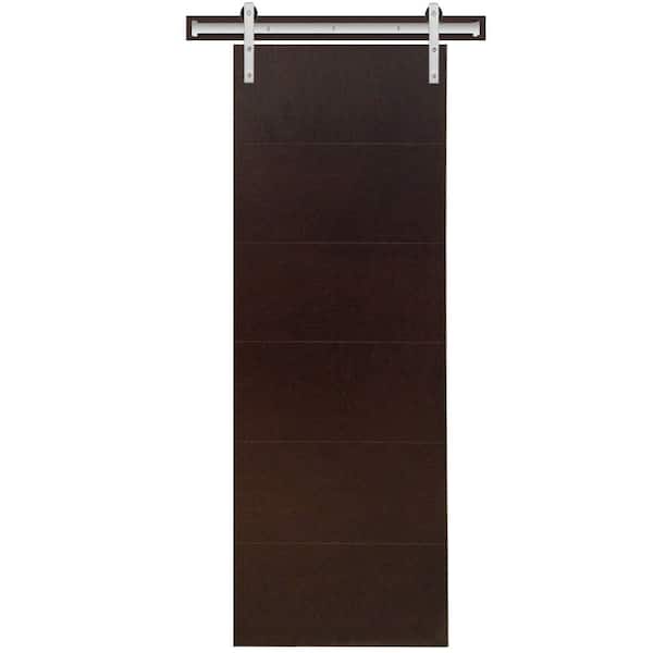 Steves & Sons 30 in. x 90 in. Modern Stained Hardwood Interior Sliding Barn Door Slab with Hardware