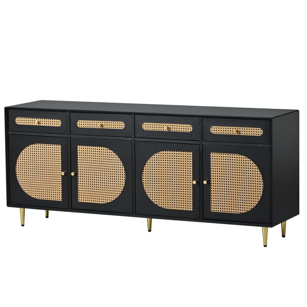 64.57 in. W x 15.75 in. D x 27.56 in. H Black Linen Cabinet with Adjustable