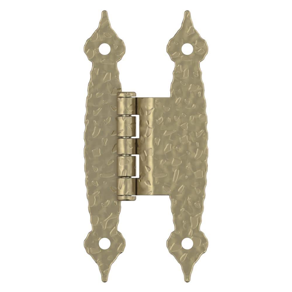 Golden Champagne Hammered Offset Cabinet Hinge, 3/8 inch