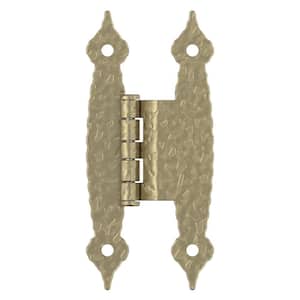 Golden Champagne 3/8 in (10 mm) Offset Non-Self Closing, Face Mount Cabinet Hinge (2-Pack)