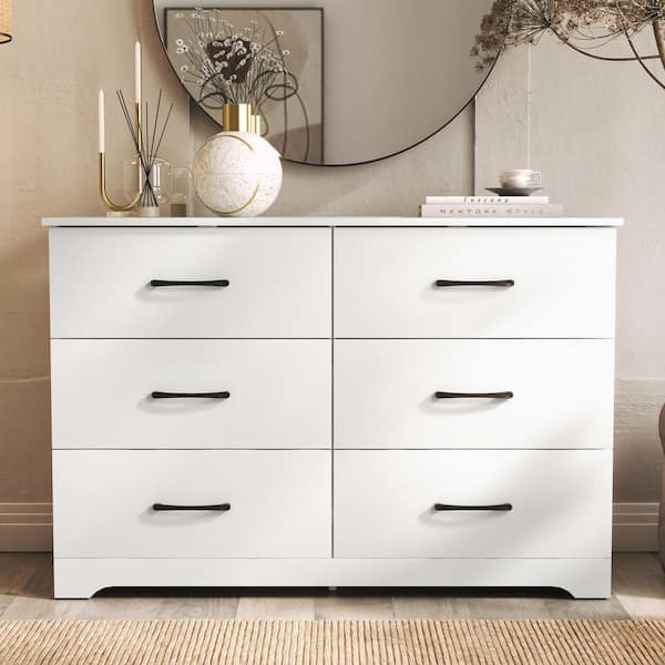 GALANO Darsh 6-Drawer White Dresser (31.5 in. x 47.2 in. x 15.7 in.)