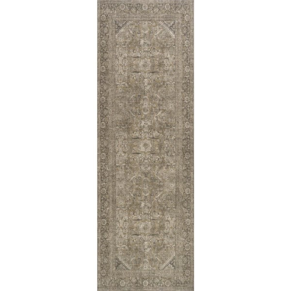 Frenchtown Antiqued Jute-Blend Green 3 ft. x 8 ft. Indoor Runner Rug