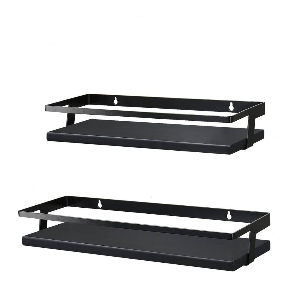 Cubilan 16.3 in. W x 5.1 in. D Black Composite Decorative Wall Shelf ...