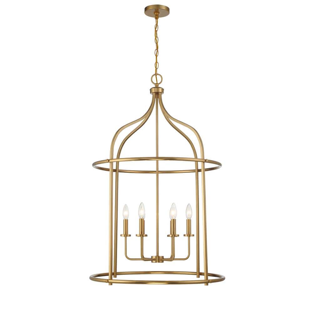 Brookstone Warm Brass 6-Light Open Lantern Pendant