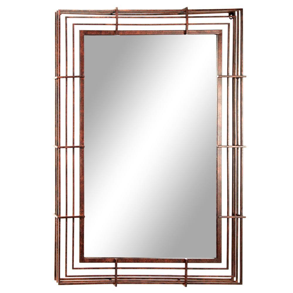 LITTON LANE Large Rectangle Textured Bronze Modern Mirror (47 in. H x ...