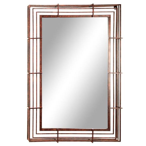 Litton Lane Large Rectangle Textured Bronze Modern Mirror (47 In. H X 