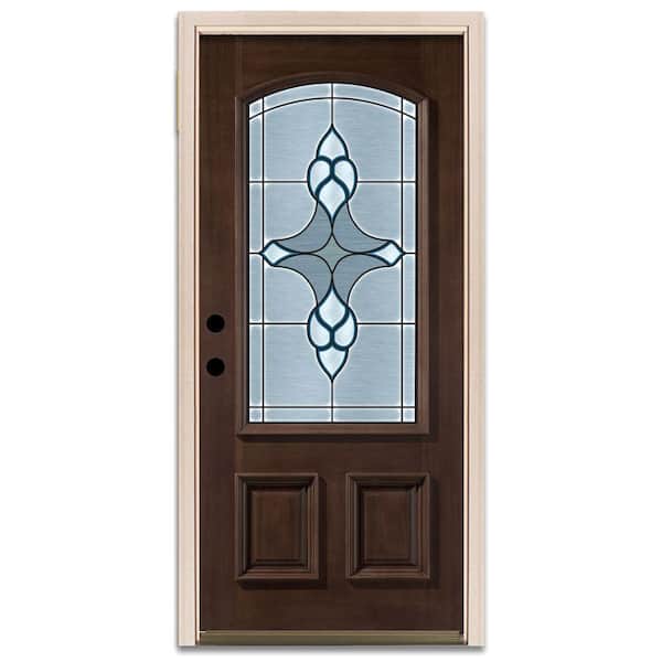 Steves & Sons Trenton 3/4-Arch Lite Prefinished Mahogany Wood Prehung Front Door