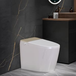 Foot Sensing Elongated Bidet Toilet 1.27 GPF in Ivory Gold with Spa Spray, Remote Control