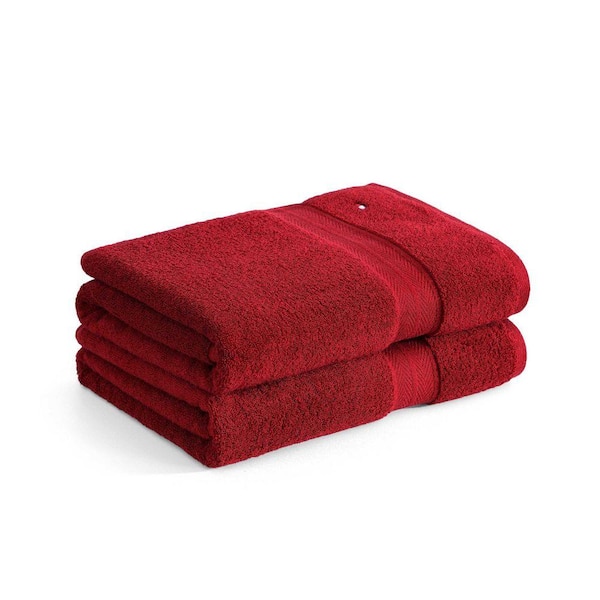 Modern American 2-Piece Scarlet Red Cotton Bath Towel Set