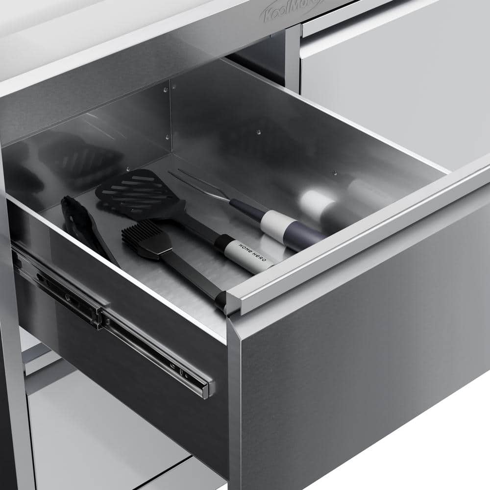 32 in. Stainless Steel Outdoor BBQ Cabinet with Drawers and Gas Tank Storage