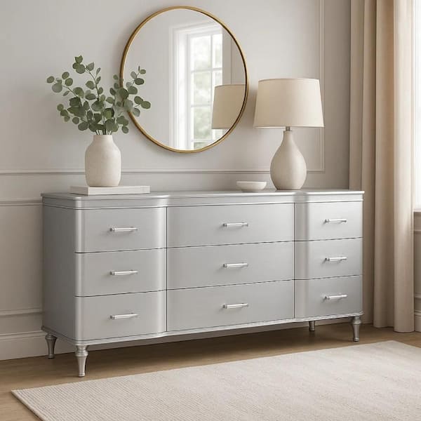 Eleena Silver 6-Drawer 62 in. Dresser without Mirror