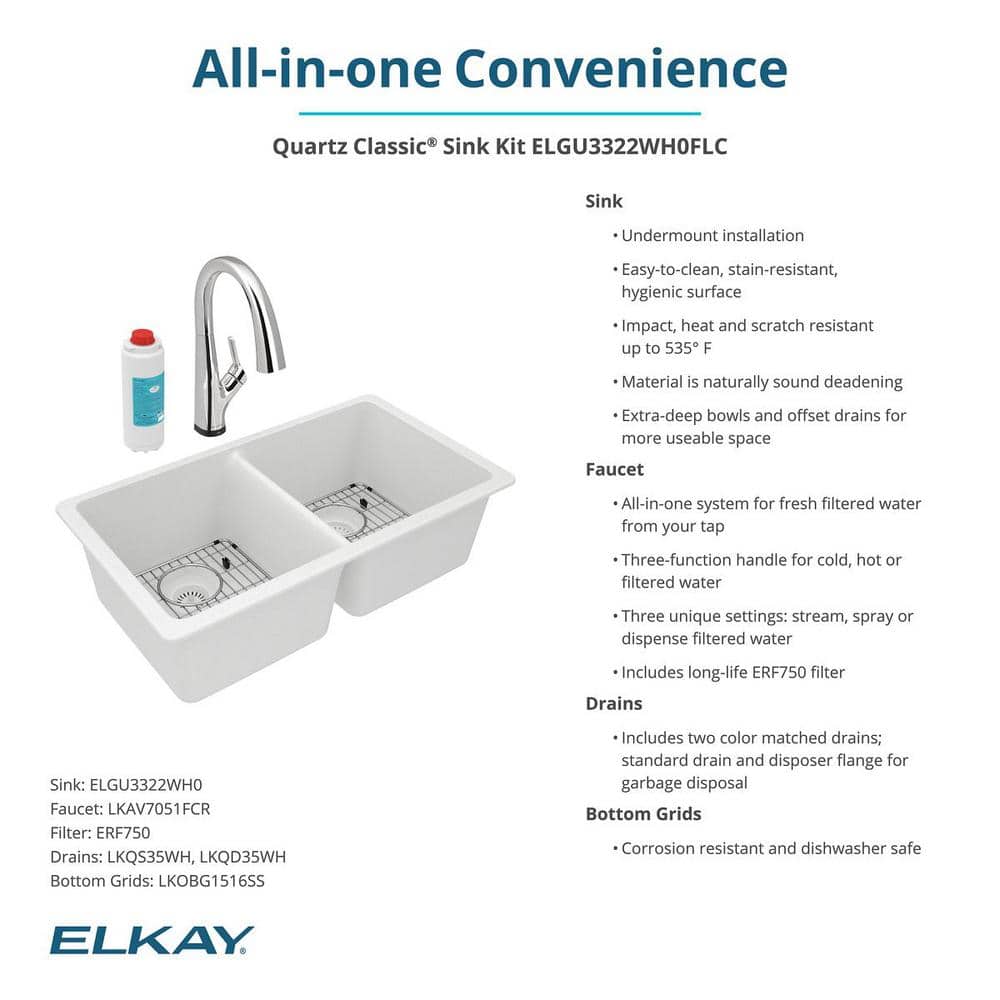 White Quartz Double Bowl Undermount Kitchen Sink with Faucet