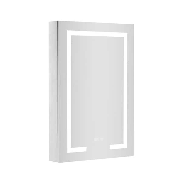 32 in. H x 24 in. W Rectangular Aluminum LED Lights Medicine Cabinet with Mirror in Right Hinge in Color Silver