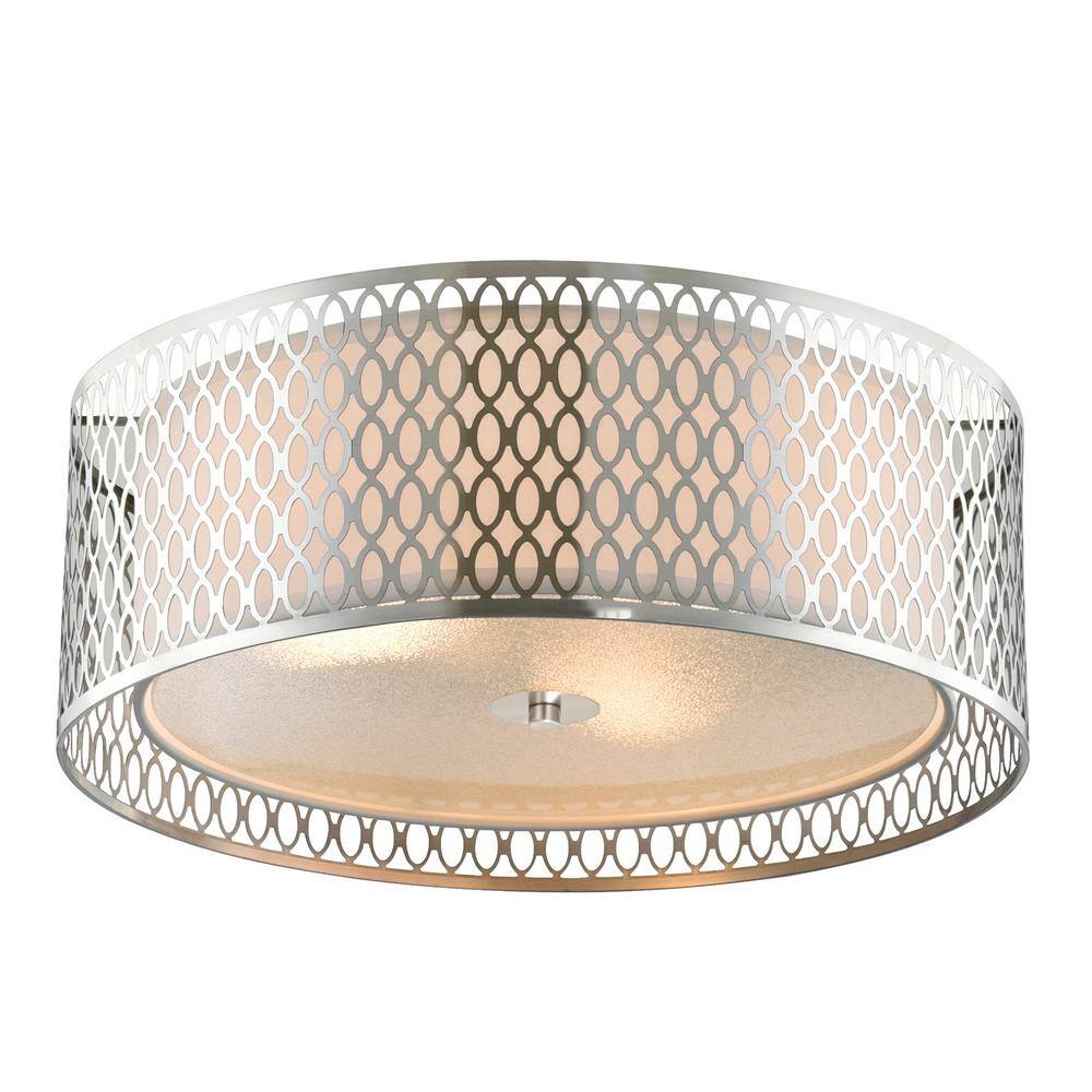 Mikayla 17'' Satin Nickel Drum Flush Mount Light