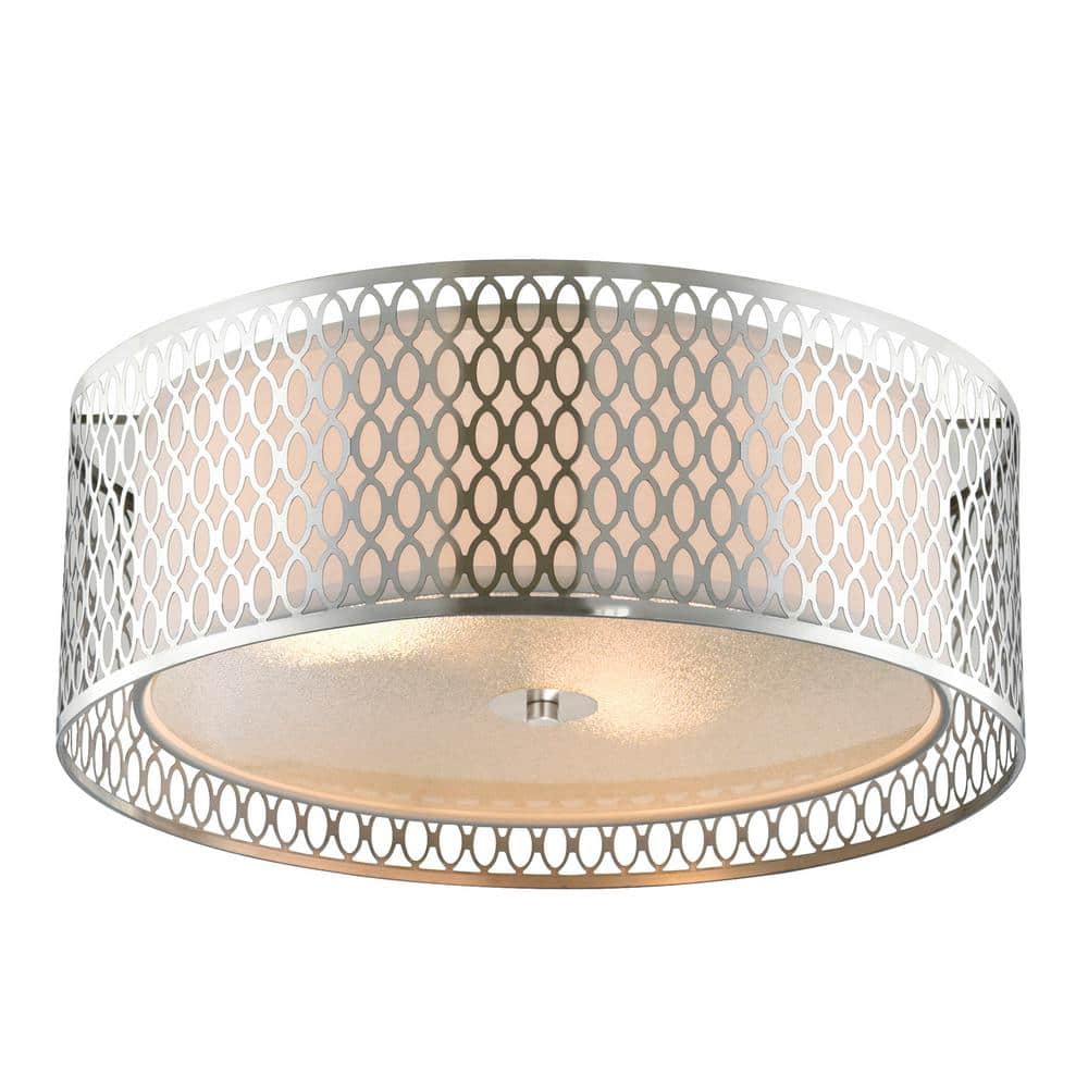 Mikayla 17'' Satin Nickel Drum Flush Mount Light
