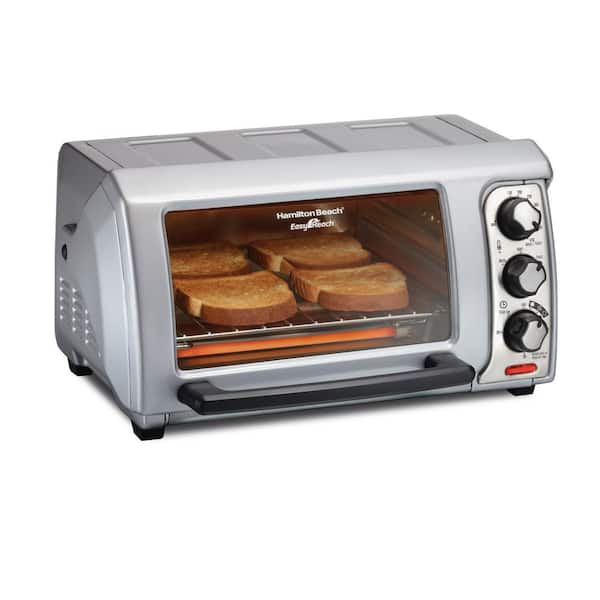 Hamilton Beach Easy Reach 1200 W 4Slice Silver Toaster Oven with Roll