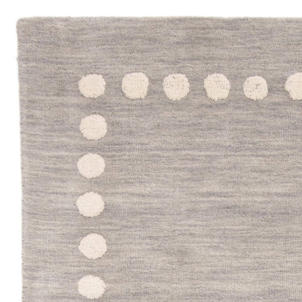Gray Hand-Tufted Wool Kids Area Rug with Dotted Border