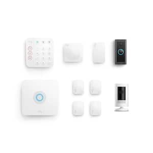 Alarm Kit 2nd Gen (8-Pack) with Wired Video Doorbell with Stick Up Cam Battery, White