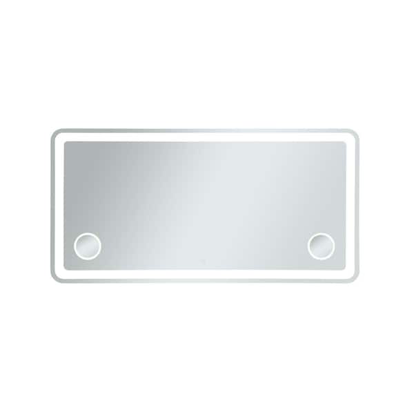Unbranded Timeless Home 72 in. W x 36 in. H Modern Metal Framed Magnifying LED Wall Bathroom Vanity Mirror in Glossy White